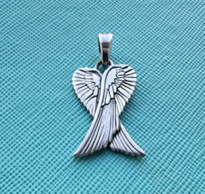 RETRO 925 STERLING SILVER ANGEL WINGS GUARDIAN PROTECTOR CHARM PENDANT - $523.39 MXN