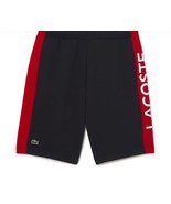 Lacoste Navy Red Stripes White Logo Men&#39;s Jersey Cotton Shorts Size XL - £50.55 GBP