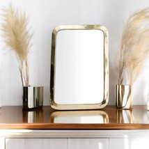 Gold Framed Rectangle Mirror - Irregular and Aesthetic Room Decor, Mirror for Ba - £78.01 GBP