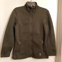 New Spyder Zip Front Knit Core Jacket Sweater Dark Green Ski Snowboardin... - $38.50