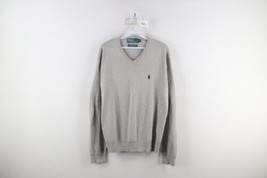Vintage 90s Ralph Lauren Mens Large Lightweight Pima Cotton Knit Sweater Gray - £39.52 GBP