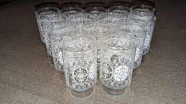 VINTAGE ANCHOR HOCKING WHITE LACE FILIGREE FLORAL 10 oz Glass TUMBLERS L... - £38.91 GBP