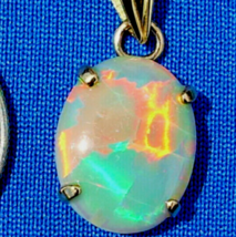 Vintage Australian Opal Harlequin Patern Pendant Exciting 14k Deco Medallion - £1,209.50 GBP