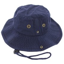 Navy Boonie Bucket Hat Cap Fishing Hunting Summer Men Sun 100% Cotton Size S/M - £17.54 GBP