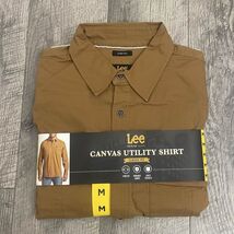 Lee Men's M Canvas Utility Stretch Button Down Shirt Brown - $19.93