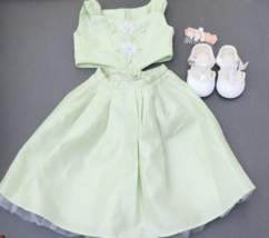 18&quot; American Girl Doll 2002 Junior Bridesmaid Outfit Green Dress~Shoes~C... - £28.38 GBP