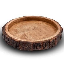 Beautiful Table Decor Round Shape Wooden Serving Tray/Platter for Home and Kitch - £27.68 GBP