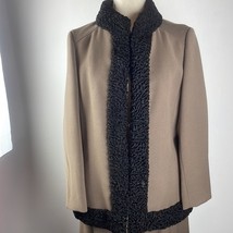 Vintage 1950&#39;s Wool Suit by Leon Frohsin Wool w/ Persian Lamb Trim Sz M - £164.48 GBP