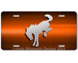 Ford Bronco Art Gray on Orange/Brown FLAT Aluminum Novelty License Tag P... - £14.45 GBP