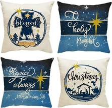 Christmas Pillow Covers Winter Jesus Blessed...18&quot; x 18&quot; Set of 4 Cases NEW - £17.31 GBP
