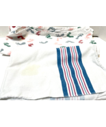 Vintage Infant Hospital Receiving Swaddle Blankets Footprints Stripes Lot 2 - £14.58 GBP