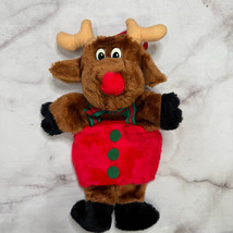 Vintage Santa&#39;s Best Reindeer Hand Puppet 15&quot; Christmas Red Nose Plush - $29.65