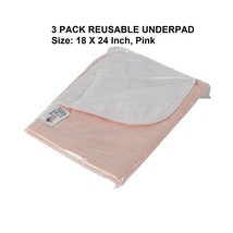 3 PACK REUSABLE UNDERPAD 18 X 24 Heavy Duty Bed Pad Polyester / Rayon - £22.61 GBP