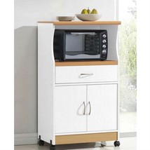 White Kitchen Utility Cabinet Microwave Cart with Caster Wheels - $4,791.73 MXN