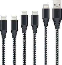 5Pack Nylon Braided Cable Compatible With iPhone Fast Charging Black - £9.90 GBP