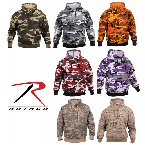 Woodland Camo Fleece Hoodie Pullover Camouflage Sweatshirt Kangaroo Style Item image 12