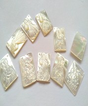 10pcs  Genuine Pearl shell jewelry 8-20mm Jess -Virgin Mary cameo pendants - whi - £22.91 GBP