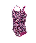 Nike Girls Crossback One Piece Swimsuit Cheetah Pink ( M ) - £69.88 GBP