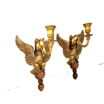 VTG Pair 11&quot;  60s 70s SYROCO USA Plastic Eagle Wall Candle Stick Holders Sconces - £38.36 GBP