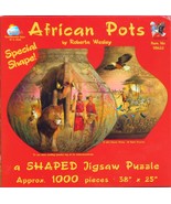 SunsOut African Pots 1000 pc Shaped Jigsaw Puzzle Zulus Zebra Giraffe El... - £14.98 GBP