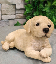 Lifelike Adorable Labrador Puppy Dog Lying On Belly With Crossed Arms Figurine - £27.67 GBP