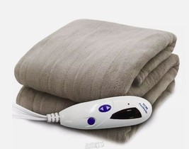 Pure Warmth Microplush Electric Heated Warming Throw Blanket Taupe 6Heat... - $37.04