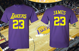 NBA Lakers Jersey Style T-Shirt S-5X Lebron James or Your Choice Name/Nu... - $21.99