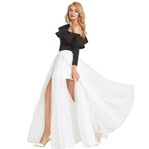 Black High Slit Tulle Maxi Skirt Women Plus Size Full Length Tulle Maxi Skirt image 6