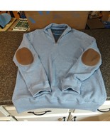 Daniel Cremieux Sweater Mens Medium Blue Elbow Patches 1/4 Zip Casual Pr... - $27.23 CAD