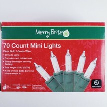 Merry Brite 70 Mini Lights Christmas Tree Clear Bulb Green Wire Patio We... - $9.95