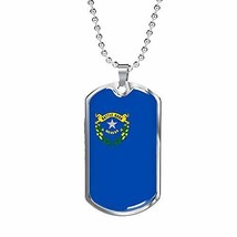 Express Your Love Gifts Nevada State Flag Necklace Engraved 18k Gold Dog Tag w 2 - £51.76 GBP