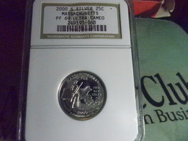 2000-S SILVER 25C MASSACHUSETTS PR 69 ULTRA CAMEO BY NGC   20130394 - $24.99