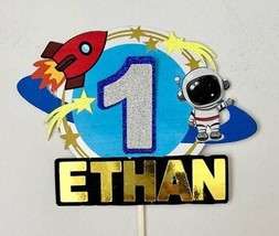 Space Galaxy Theme Any Name/Age Cake Topper | Astronaut Cake Topper | Cu... - £11.76 GBP