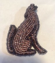 Hand Beaded Brooch Pin Purple Howling Wolf   2.5” - $26.20 CAD