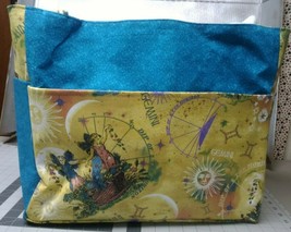 Gemini Twins Zodiac Astrology XL Purse/Project Travel Bag Handmade 15x18 - £37.16 GBP