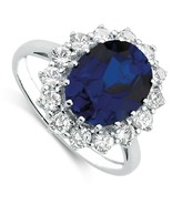 2Ct Labor Erstellt Blau Saphir Diamant Blume Solitaire Verlobungsring 92... - $3,562.76 MXN