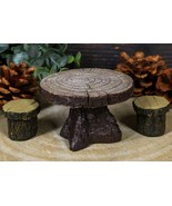 Enchanted Fairy Garden Miniature Tree Stump Table And 2 Stool Chairs Sta... - $23.31 CAD