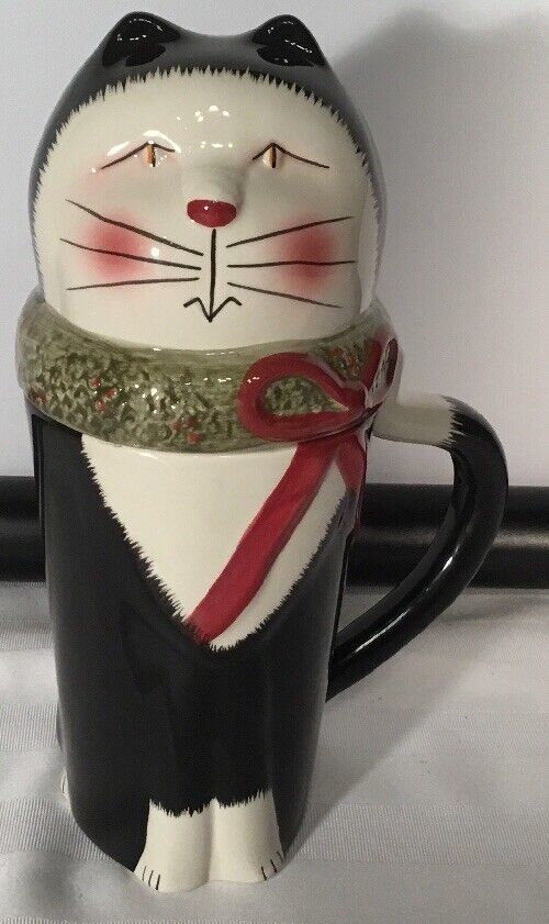 Oneida Christmas Cat Earthenware Fittlestix 12 oz Mug - $29.65