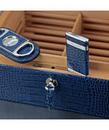 cigar humidor -Indigo Croco Pattern 30 / 40 ct with cutter and lighter  USA - $19,944.96 MXN