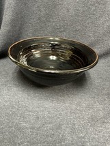 Art Pottery 8.5” Diam. Salt Glaze Round Bowl Vase Pot Planter  3.5” Tall... - £15.57 GBP