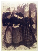 5213.Whispering ladies 18x24 Poster.Drawing.Home interior design art.Office.Kitc - £22.02 GBP