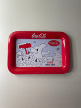 Vtg Coca Cola Sundae Shoppe Mini Tin Serving Tray Polar Bears 6.5&quot; x 4.5&quot;  - £6.02 GBP