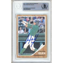 Christian Yelich Auto 2011 Topps Heritage Minors 49 Milwaukee Brewers Signed BAS - £156.61 GBP