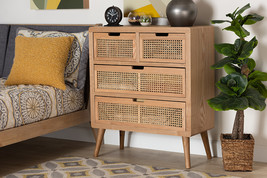 Dulcet Medium Oak and Rattan 4-Drawer Accent Storage Cabinet - $6,058.71 MXN