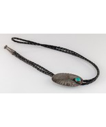 Corbata Bolo De Plata Esterlina Con Acento De Turquesa Y Cuero Trenzado - €791,49 EUR Corbata Bolo De Plata Esterlina Con Acento De Turquesa Y Cuero Trenzado - €791,49 EUR