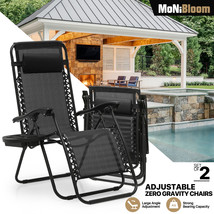Set Of 2 Foldable Zero Gravity Chair Outdoor Beach Lounge Recliner W/Cup... - £124.27 GBP