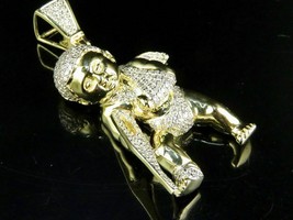 Men&#39;s 10K Yellow Gold Fallen Angel Pendant Charm With 0.90ct Real Diamond - £926.30 GBP