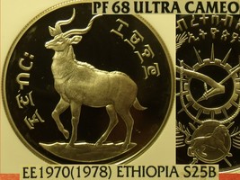 Ethiopia EE1970 (1978) 25 Bir NGC PF-68 UC~Mountain Nyala~3,295 Minted~POP=2 - £146.10 GBP