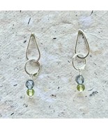 Blue Iolite and Peridot Crystal Dainty Earrings, Handmade Teardrop Post ... - $42.00