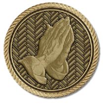 Praying Hands (To Right) Medallion for Box Cremation Urn/Flag Case - 2 Inch Diam - £71.93 GBP